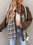 Denim Long Sleeve Plaid Shirt Jacket GOFY-W220239