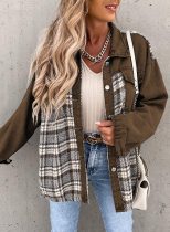 Denim Long Sleeve Plaid Shirt Jacket GOFY-W220239