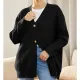 Plus Size Button V-Neck Solid Color Sweater GOFY-A23A088