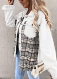 Denim Long Sleeve Plaid Shirt Jacket GOFY-W220239