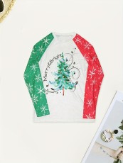 Christmas Letter Print Long Sleeve Sweatshirt SH-390796