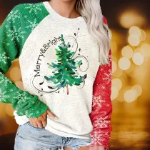 Christmas Letter Print Long Sleeve Sweatshirt SH-390796