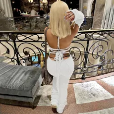 Sexy Backless Strappy Knit Long Sleeve Slim Jumpsuits XEF-33745
