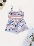 Printed Suspender Two Piece Shorts Set SH-390793