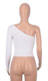 Solid Color Single Shoulder Long Sleeve T Shirt MZ-2811