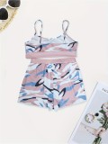 Printed Suspender Two Piece Shorts Set SH-390793
