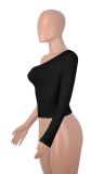 Solid Color Single Shoulder Long Sleeve T Shirt MZ-2811
