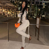 Sexy Backless Strappy Knit Long Sleeve Slim Jumpsuits XEF-33745