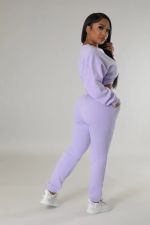 Solid Color Sweatshirt And Pants Casual Two Piece Set FENF-279