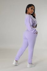 Solid Color Sweatshirt And Pants Casual Two Piece Set FENF-279