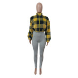 Plush Plaid Fashion Long Sleeve Jacket MEM-88515