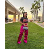 Solid Color Zipper Multi-Pockets Loose Knits Pants IV-8435