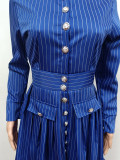 Long Sleeve Pleated Shirt Dress MEM-88517