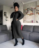 Solid Color Long Sleeve Tassel Sweater Midi Dress TR-1279