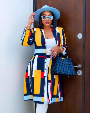 Fashion Print Long Sleeve Blazer Neck Coat ML-7531