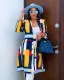 Fashion Print Long Sleeve Blazer Neck Coat ML-7531