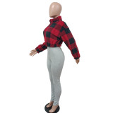 Plush Plaid Fashion Long Sleeve Jacket MEM-88515
