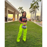 Solid Color Zipper Multi-Pockets Loose Knits Pants IV-8435