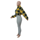 Plush Plaid Fashion Long Sleeve Jacket MEM-88515