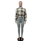 Plush Plaid Fashion Long Sleeve Jacket MEM-88515