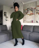 Solid Color Long Sleeve Tassel Sweater Midi Dress TR-1279