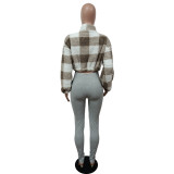 Plush Plaid Fashion Long Sleeve Jacket MEM-88515