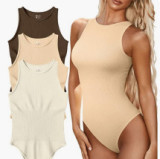 Solid Color Sleeveless Casual Bodysuit GOFY-YM030