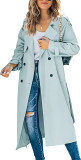 Solid Color Long Sleeve Double Breasted Coat GOFY-888