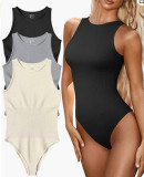 Solid Color Sleeveless Casual Bodysuit GOFY-YM030