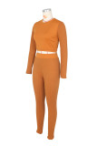 Solid Long Sleeve Slim Two Piece Pants Set ZSD-0444
