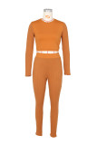 Solid Long Sleeve Slim Two Piece Pants Set ZSD-0444
