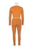 Solid Long Sleeve Slim Two Piece Pants Set ZSD-0444