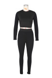 Solid Long Sleeve Slim Two Piece Pants Set ZSD-0444