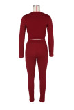 Solid Long Sleeve Slim Two Piece Pants Set ZSD-0444