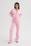 Casual Solid Color Hooded Cardigan Two Piece Pants Set  YD-8780