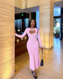 Fashion Hollow Out Rib Maxi Dress YD-8781