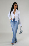 Casual Long Sleeve Solid Shirt XHXF-954