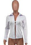 Casual Long Sleeve Solid Shirt XHXF-954