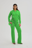 Casual Solid Color Hooded Cardigan Two Piece Pants Set  YD-8780