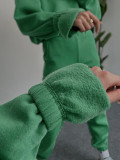 Solid Color Hooded Sweatshirts Casual Two Piece Pants Set SSNF-211338