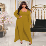 Plus Size Solid Color Long Sleeve Two Piece Pants Set NNWF-7934