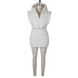 Vest Faux Fur Padded Cotton Short Skirt Suit ZSD-0627