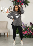 Plus Size PINK Letter Print Short Sleeve Two Piece Pants Set WAF-76302