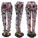 Colorful Pattern Tassel Padded Plush Pants MAE-2194