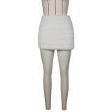 Solid Color Zipper Plush MIni Skirt ZSD-0626
