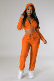 Velvet Solid Color Hooded Two Piece Pants Set YD-8782-B12