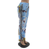 Colorful Pattern Tassel Padded Plush Pants MAE-2194