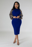 Sequin Sleeve Patchwork Midi Dress XMY-9460