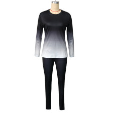 Plus Size Gradient Print Long Sleeve Long Pants 2 Piece Set SH-390800