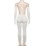 Sexy Backless Strappy Knit Long Sleeve Slim Jumpsuits XEF-33745